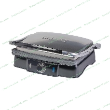 Гриль электрический Galaxy Line GL 2961, черный с серебристым, механическое управление, 2200 Вт, мраморное керамическое покрытие рабочей поверхности, корпус из нержавеющей стали, индикаторы сети и нагрева, регулятор температуры, лопатка и емкости для сбора жидкости