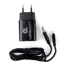 Сетевое зарядное устройство Cablexpert MP3A-PC-35 USB 2 порта, 2.4A, черный + кабель 1м micro