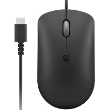 Мышь проводная Lenovo 400 черный, 2400 dpi, USB-C, кнопки - 4