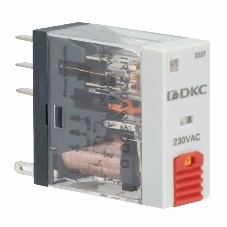 Реле миниатюрное промышленное, 2CO, ком. ток 8А, AgSnO2, напряжение 230V AC, опция: тест-кнопка+светодиод