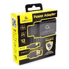 Сетевое зарядное устройство Cablexpert MP3A-PC-35 USB 2 порта, 2.4A, черный + кабель 1м micro