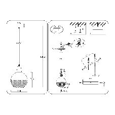 Светильник Ambrella light TR8504 BK/CP черный/медь E27 max 60W D200*1000