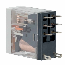 Реле миниатюрное промышленное, 2CO, ком. ток 8А, AgSnO2, напряжение 230V AC, опция: тест-кнопка+светодиод