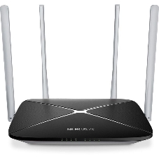 Беспроводный маршрутизатор Mercusys AC12, Dual Band, (867Мбит/с на 5 ГГц + 300Мбит/с на 2,4 ГГц)4 порта 100 Мбит/с, 4 фиксированных антенны