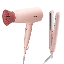Набор для укладки волос Фен Philips BHP398/00 розовый, 1600 Вт, компактный + выпрямитель