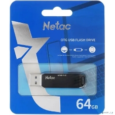 Флешка USB Netac US11 черный 64Gb USB Type-A + USB Type-C, metal/plastic case