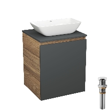 Тумба Bau Dream Blackwood 50 графит, раковина BAU Spectrum mini 47х24 выпуск клик клак, белый