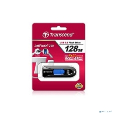 Флешка USB Transcend JetFlash 790 (TS128GJF790K), 128Gb, USB 3.0, R/W 90/40, черный/синий