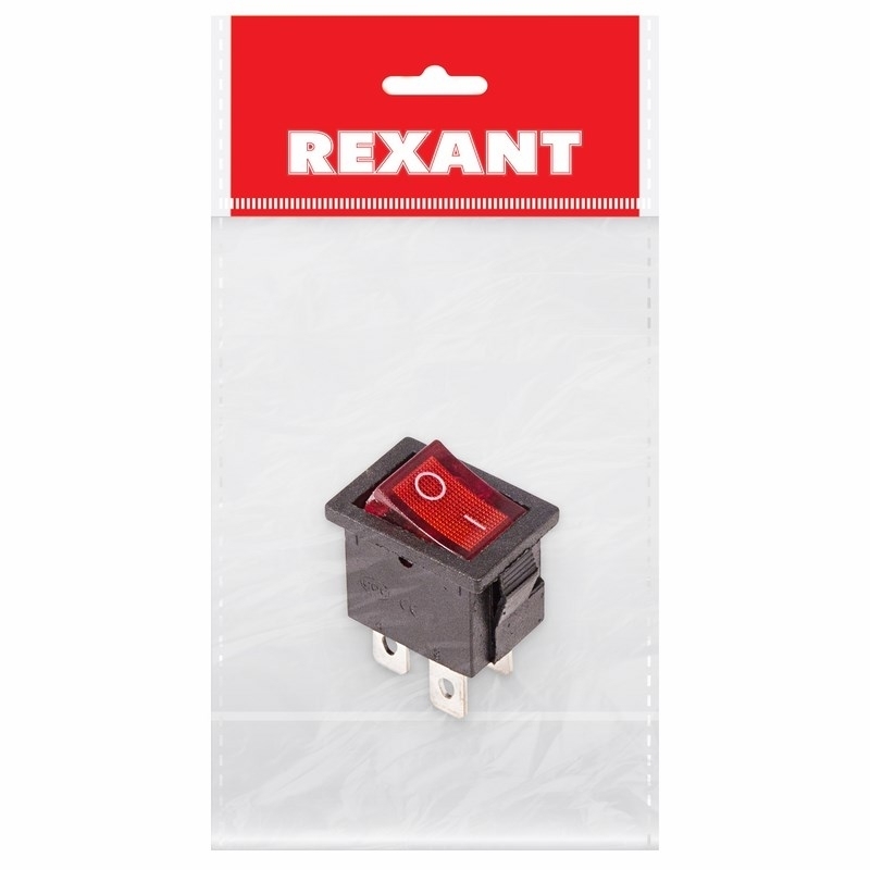 Выключатель клавишный Rexant 250V 6А (4с) ON-OFF красный с подсветкой Mini (RWB-207, SC-768)