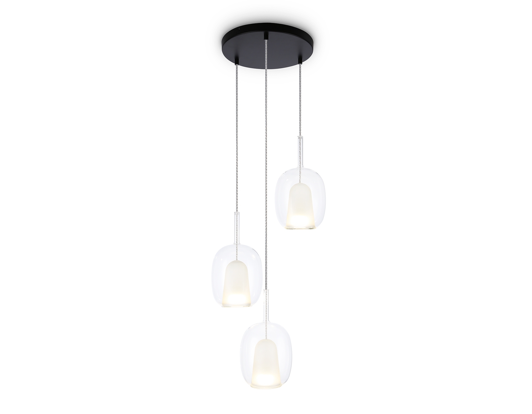 Подвесной светильник Ambrella light LH11151/3 BK/WH/CL черный/белый/прозрачный E27*3 max 60W D425*1500