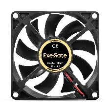Вентилятор 12В DC ExeGate EX08015B2P (80x80x15 мм, 2-Ball (двойной шарикоподшипник), 2pin, 2000RPM, 21dBA)