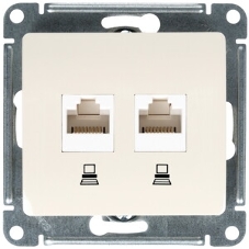 Механизм розетки комп. 2-м Glossa RJ45+RJ45 кат. 5е беж. SchE GSL000285KK
