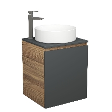 Тумба Bau Dream Blackwood 50 графит, раковина BAU Dream круглая D41, смеситель для раковины высокий Hotel Still, нержавеющая сталь