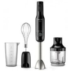 Блендер погружной Philips HR2543/90, 700 Вт, 1 скорость, турбо режим, стакан для взбивания, венчик, измельчитель, черный