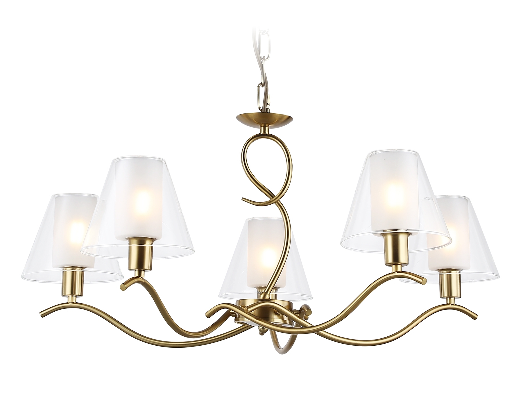Люстра Ambrella light LH57091/5 BS/FR латунь/белый матовый E14/5 max 40W D690*790