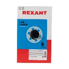 Кабель витая пара Rexant U/UTP, категория 6, ZH нг(А)-HF, 4PR, 23AWG, внутренний, серый, 305 м