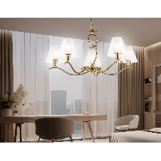 Люстра Ambrella light LH57091/5 BS/FR латунь/белый матовый E14/5 max 40W D690*790
