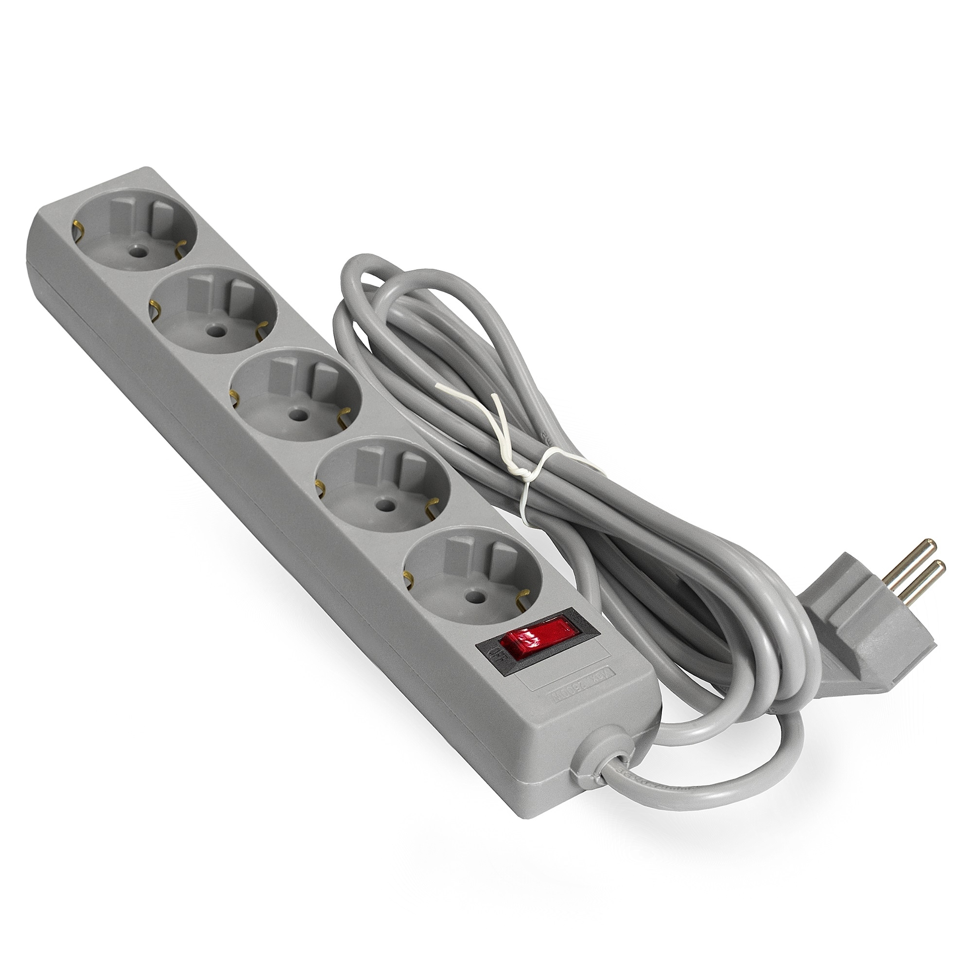 Сетевой фильтр ExeGate EX285799RUS EC-5-3G (5 евророзетки с заземлением, 3 м, защита от перегрузки, выключатель с подсветкой, серый)