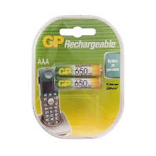 Перезаряжаемые аккумуляторы GP 65AAAHC AAA, емкость 650 мАч - 2 шт. в клемшеле Перезаряжаемые аккумуляторы GP 65AAAHC AAA, емкость 650 мАч - 2 шт. в клемшеле