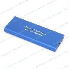 Бокс для SSD диска NGFF (M2) с выходом USB 3.0 алюминиевый, синий