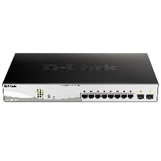 Коммутатор D-Link DGS-1210-10MP/FL2A, 8×1 Гбит/с PoE + 2×1 Гбит/с SFP, настраиваемый