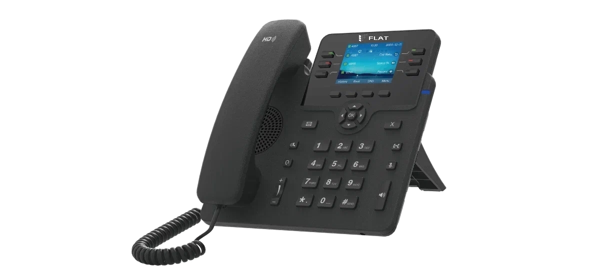 IP-телефон Flat-Phone B6: 6 SIP-аккаунтов, 2 порта 10/100/1000BASE-T (RJ-45), ЖК-дисплей, PoE, адаптер питания 220В