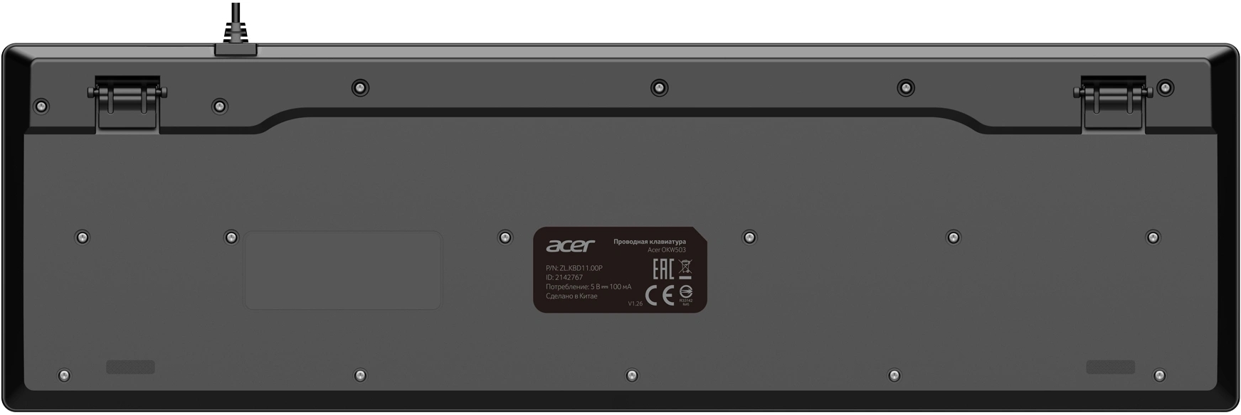Клавиатура Acer OKW503 черный USB Multimedia (ZL.KBD11.00P) кабель 1.8м