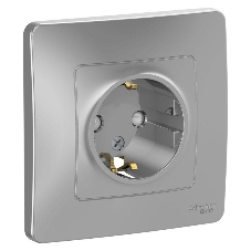 Розетка 1-м СП Blanca 16А IP20 250 В с заземл. защ. шторки алюм. SchE BLNRS001113