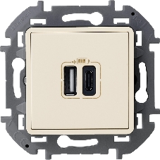 Зарядное устройство 2 разъема Legrand Inspiria USB A-C 240В/5В 3000мА слоновая кость