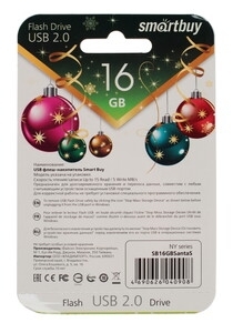 Флешка USB SmartBuy NY series Santa-A (SB8GBSantaA), 8Gb, USB 2.0, R/W 15/5, красный/белый