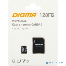 Флеш карта microSDXC 128Gb Class10 Digma CARD10 + adapter