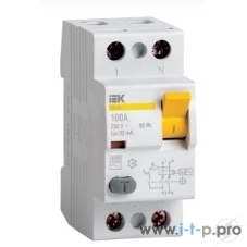Выключатель дифференциального тока (УЗО) IEK MDV10-2-063-030 ВД1-63 2Р 63А 30мА IEK